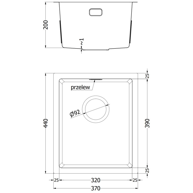 Mexen Trixo terasest valamu 1-kambriline 370 x 440 mm, kuldne HC - 6412371000-55HC
