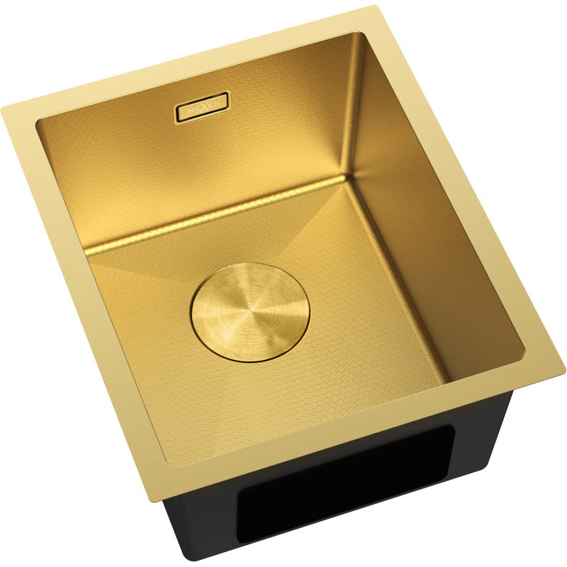 Mexen Trixo évier en acier inoxydable à 1 bac 370 x 440 mm, doré HC - 6412371000-55HC