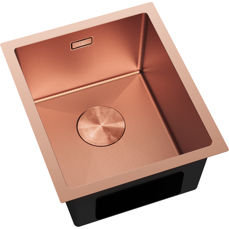 Mexen Trixo fregadero de acero inoxidable de 1 seno 370 x 440 mm, cobre HC - 6412371000-65HC