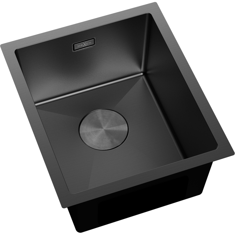 Mexen Trixo fregadero de acero inoxidable de 1 compartimento 370 x 440 mm, negro - 6412371000-70