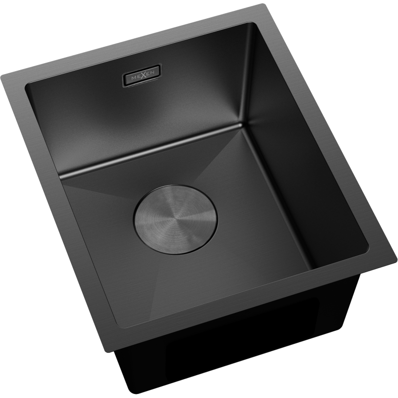 Mexen Trixo steel sink 1-bowl 370 x 440 mm, black - 6412371000-70