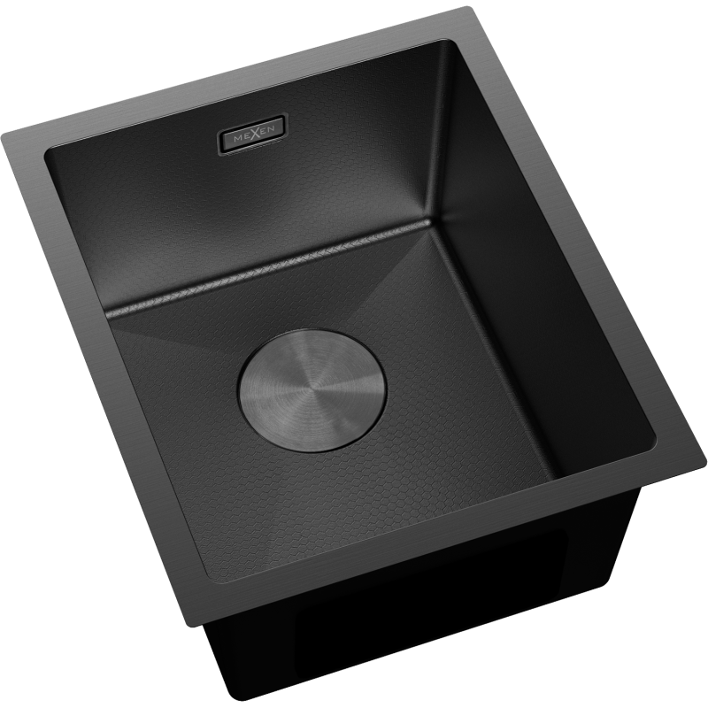 Mexen Trixo Edelstahlspüle 1-Becken 370 x 440 mm, schwarz HC - 6412371000-70HC