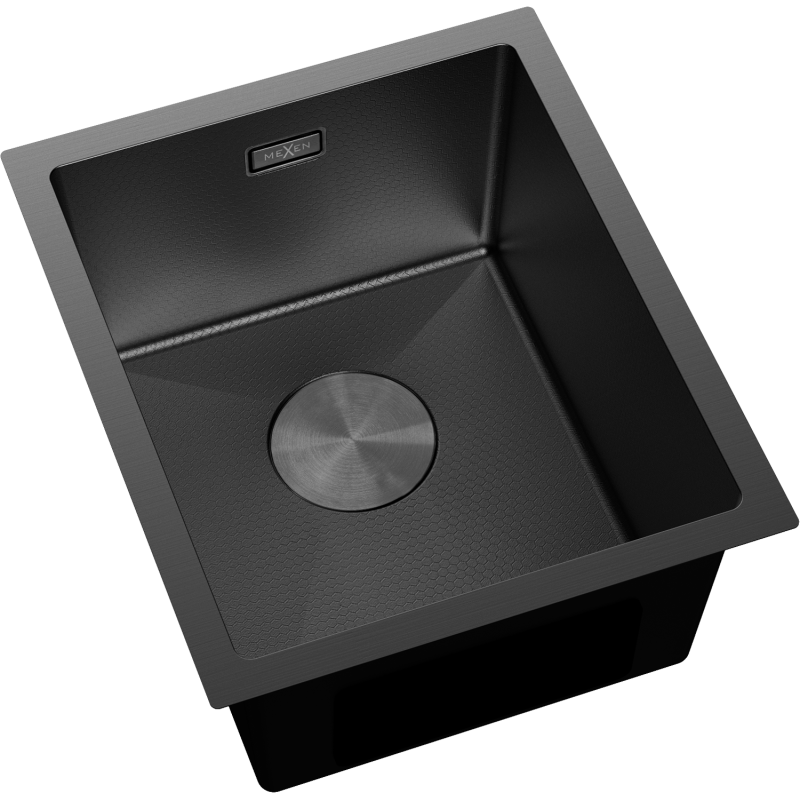 Mexen Trixo svart stålhandfat 1-fack 370 x 440 mm, HC - 6412371000-70HC
