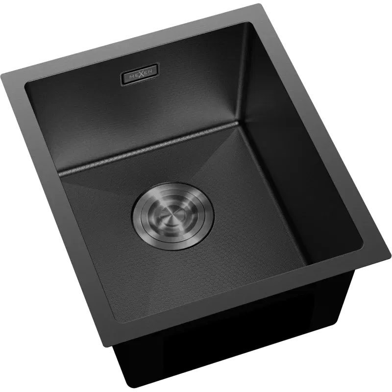 Mexen Trixo Edelstahlspüle 1-Becken 370 x 440 mm, schwarz HC - 6412371000-70HC