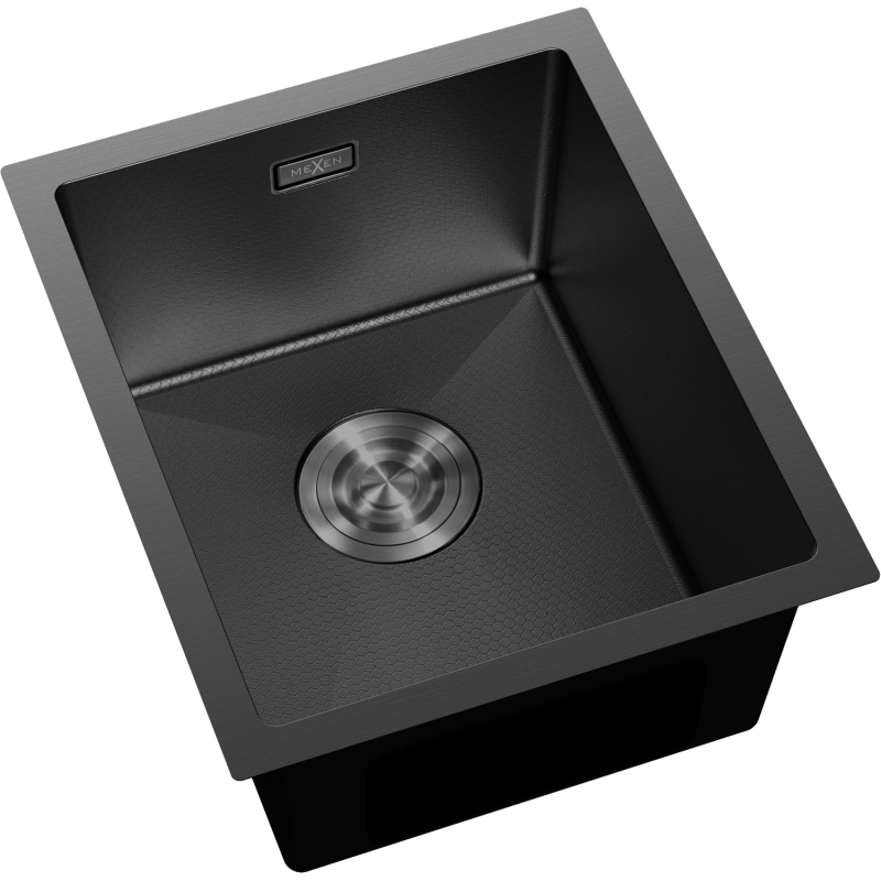 Mexen Trixo svart stålhandfat 1-fack 370 x 440 mm, HC - 6412371000-70HC