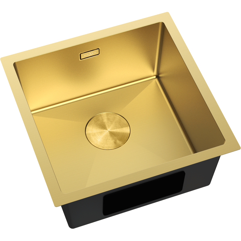 Mexen Trixo fregadero de acero inoxidable de 1 cámara 440 x 440 mm, dorado - 6413441000-55