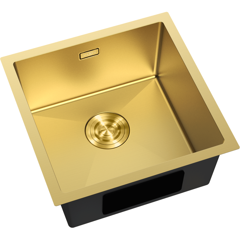 Mexen Trixo fregadero de acero inoxidable de 1 cámara 440 x 440 mm, dorado - 6413441000-55