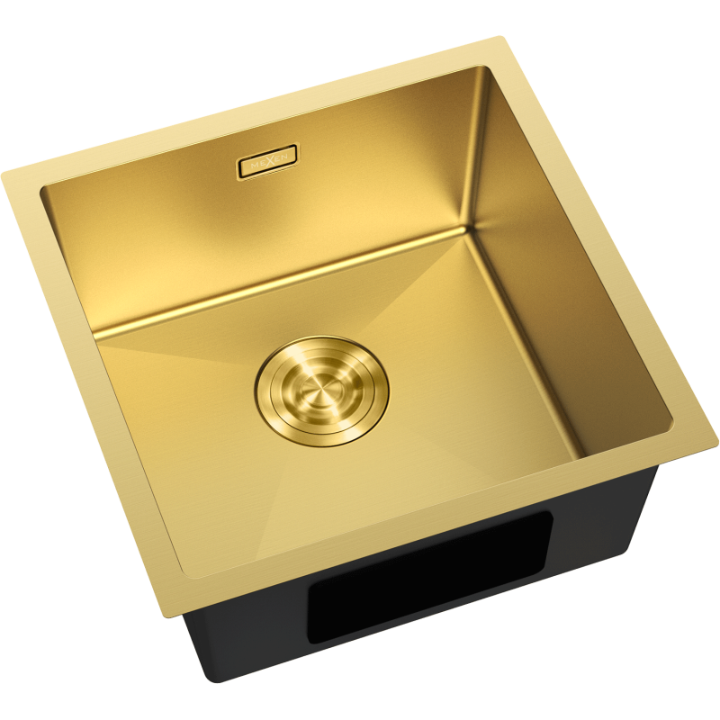 Mexen Trixo Spülbecken aus Stahl, 1 Becken, 440 x 440 mm, gold - 6413441000-55