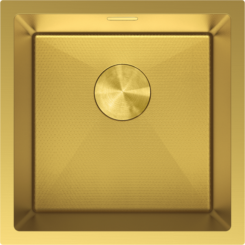 Mexen Trixo fregadero de acero 1-cámara 440 x 440 mm, dorado HC - 6413441000-55HC
