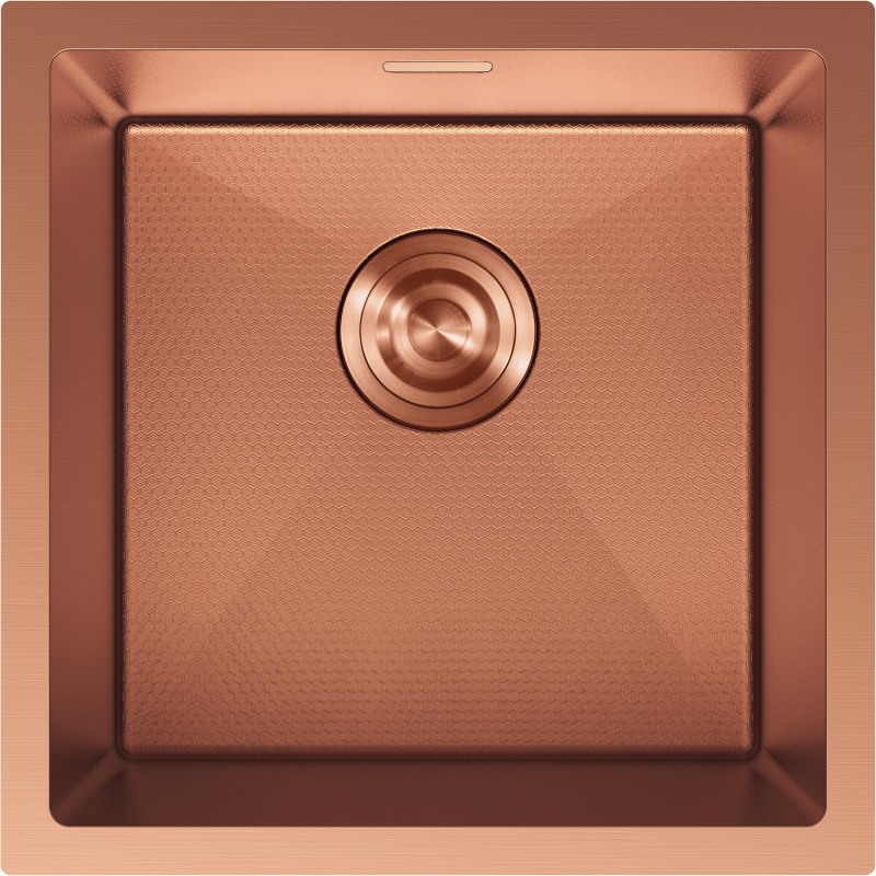 Mexen Trixo lavabo de aço inoxidável de 1 cuba 440 x 440 mm, cobre HC - 6413441000-65HC