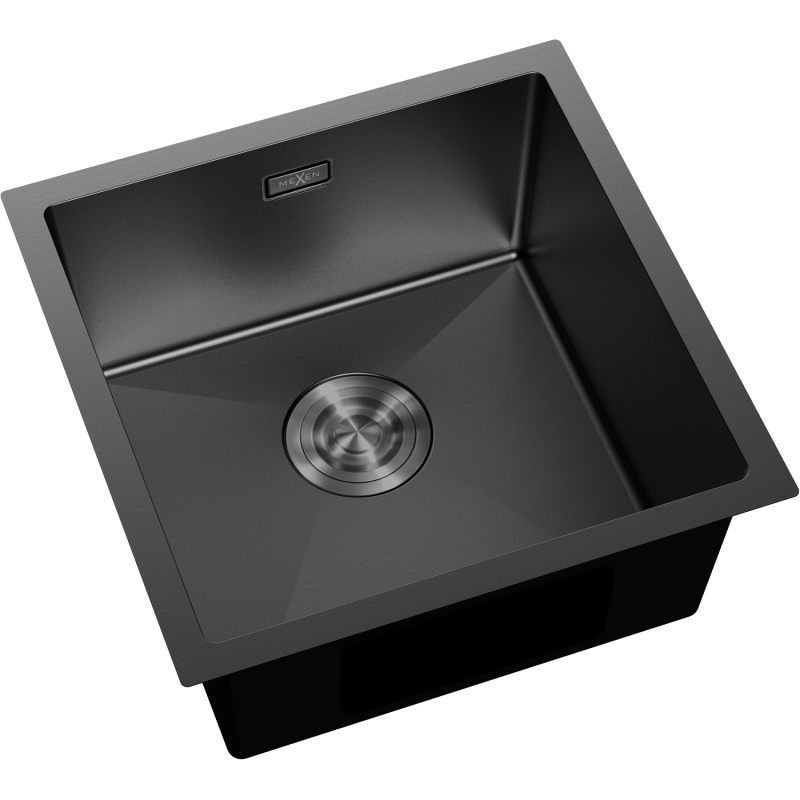 Mexen Trixo Stålhandfat med 1 fack 440 x 440 mm, svart - 6413441000-70