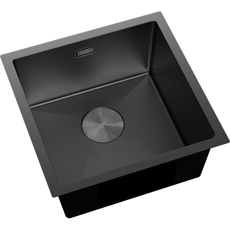 Mexen Trixo čelični sudoper s jednom komorom 440 x 440 mm, crni HC - 6413441000-70HC
