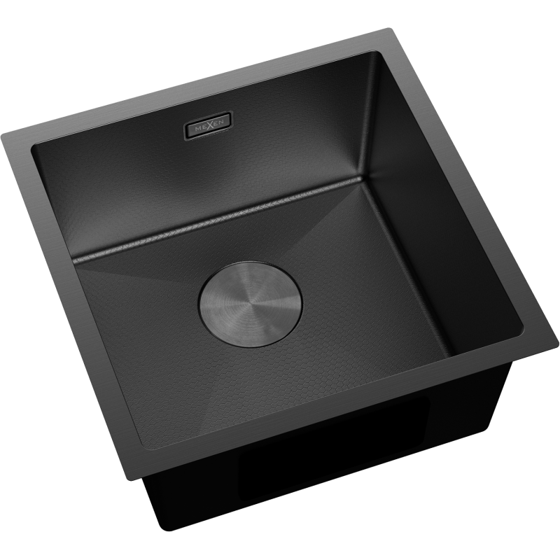 Mexen Trixo lavello in acciaio 1 vasca 440 x 440 mm, nero HC - 6413441000-70HC