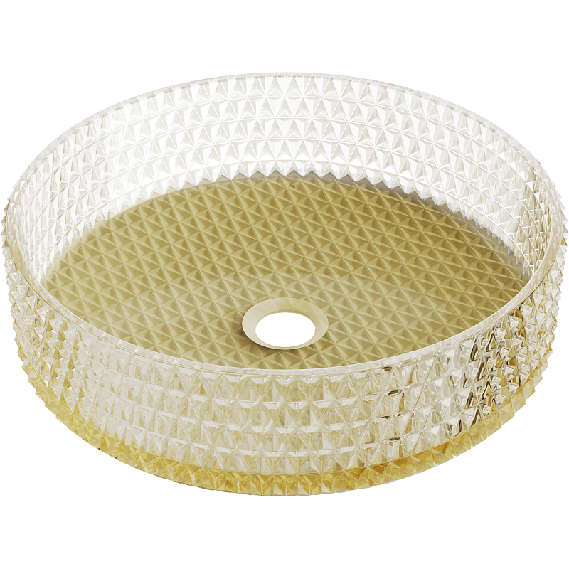 Mexen Aura glass countertop washbasin 39 x 39 cm, transparent/gold - 24013951