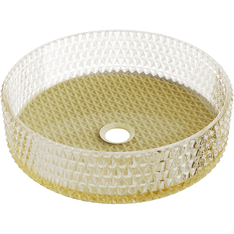 Mexen Aura glazen opbouw wastafel 39 x 39 cm, transparant/goud - 24013951