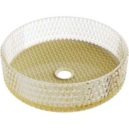 Mexen Aura glass countertop washbasin 39 x 39 cm, transparent/gold - 24013951