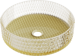 Mexen Aura lavabo de vidrio sobre encimera 39 x 39 cm, transparente/dorado - 24013951