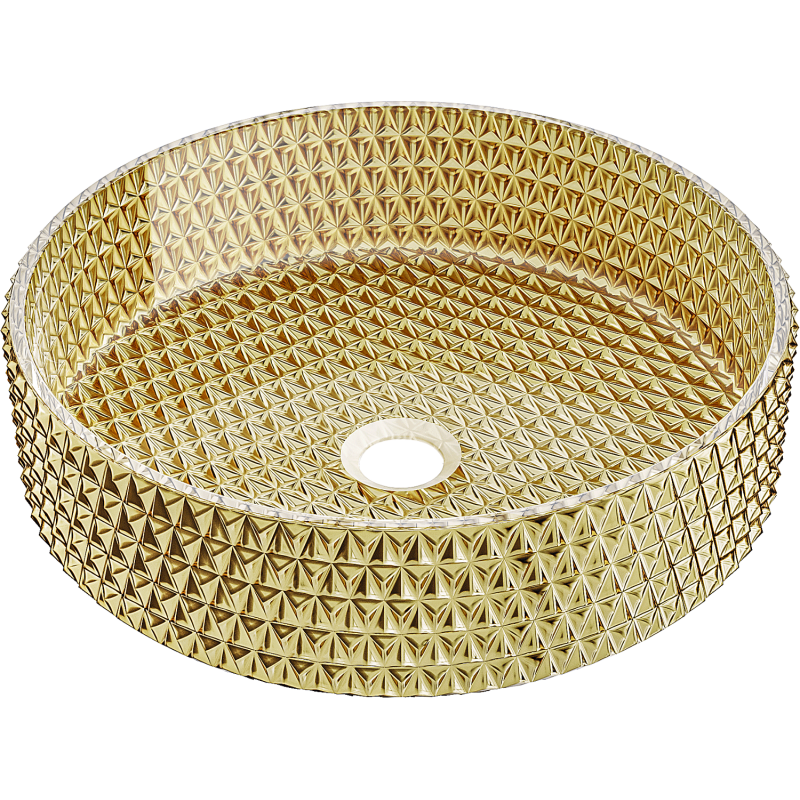 Mexen Aura lavabo en verre à poser 39 x 39 cm, doré - 24013952