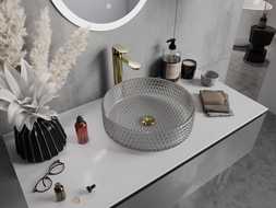 Mexen Aura lavabo de vidrio sobre encimera 39 x 39 cm, gris - 24013966