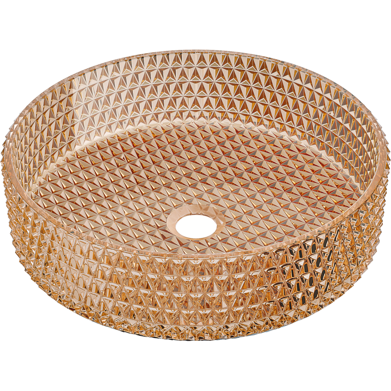 Mexen Aura glazen opzetwastafel 39 x 39 cm, roze goud - 24013968