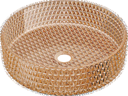 Lavabo à poser en verre Mexen Aura 39 x 39 cm, or rose - 24013968