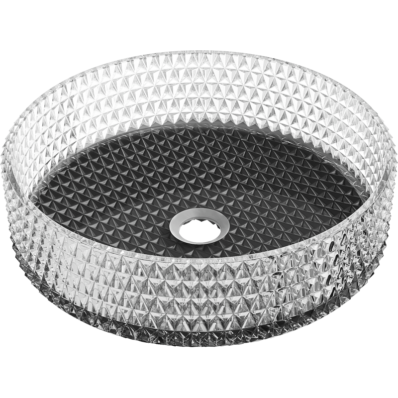 Mexen Aura lavabo de vidrio sobre encimera 39 x 39 cm, transparente/negro - 24013971