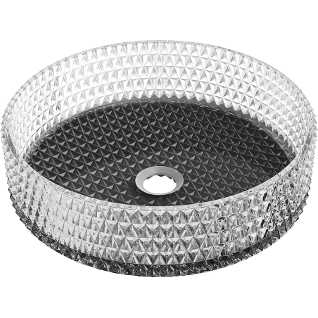 Mexen Aura lasinen tasoasennettava pesuallas 39 x 39 cm, läpinäkyvä/musta - 24013971