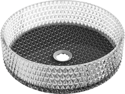 Mexen Aura lavabo da appoggio in vetro 39 x 39 cm, trasparente/nero - 24013971