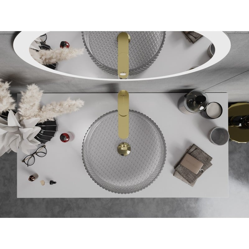 Mexen Aura glass countertop washbasin 39 x 39 cm, grey - 24013966