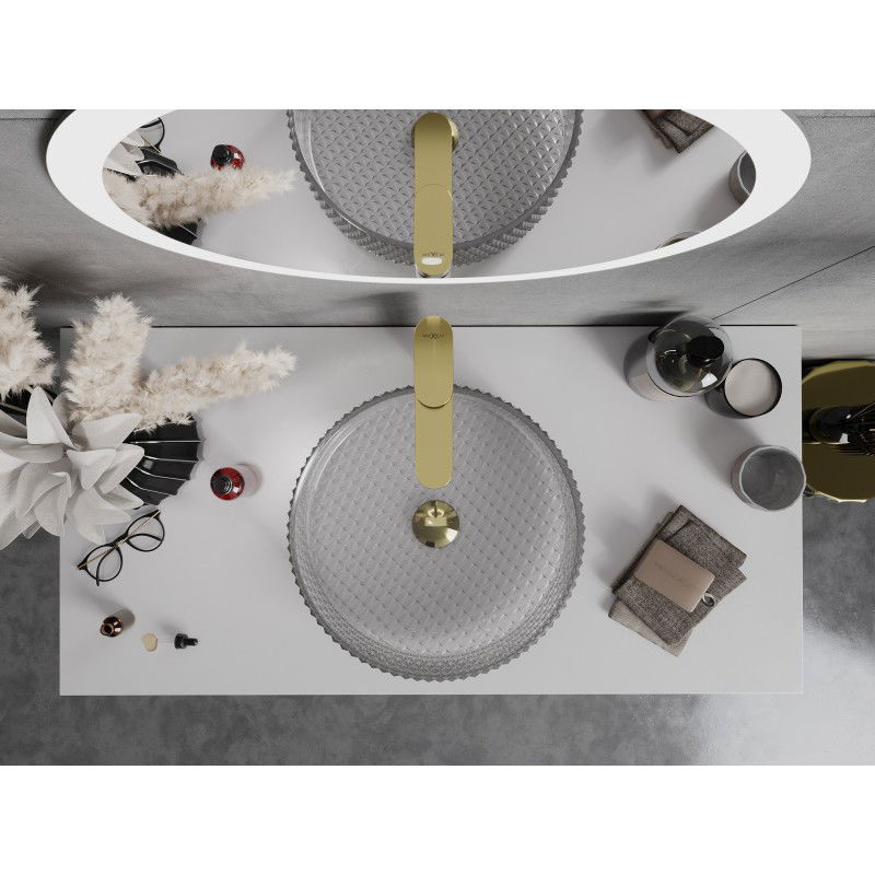 Mexen Aura lavabo de vidrio sobre encimera 39 x 39 cm, gris - 24013966