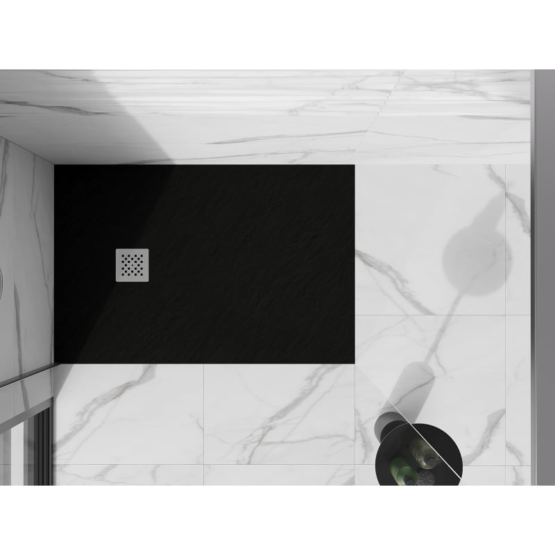 Mexen Stone+ rectangular composite shower tray 90 x 80 cm, black - 44708090