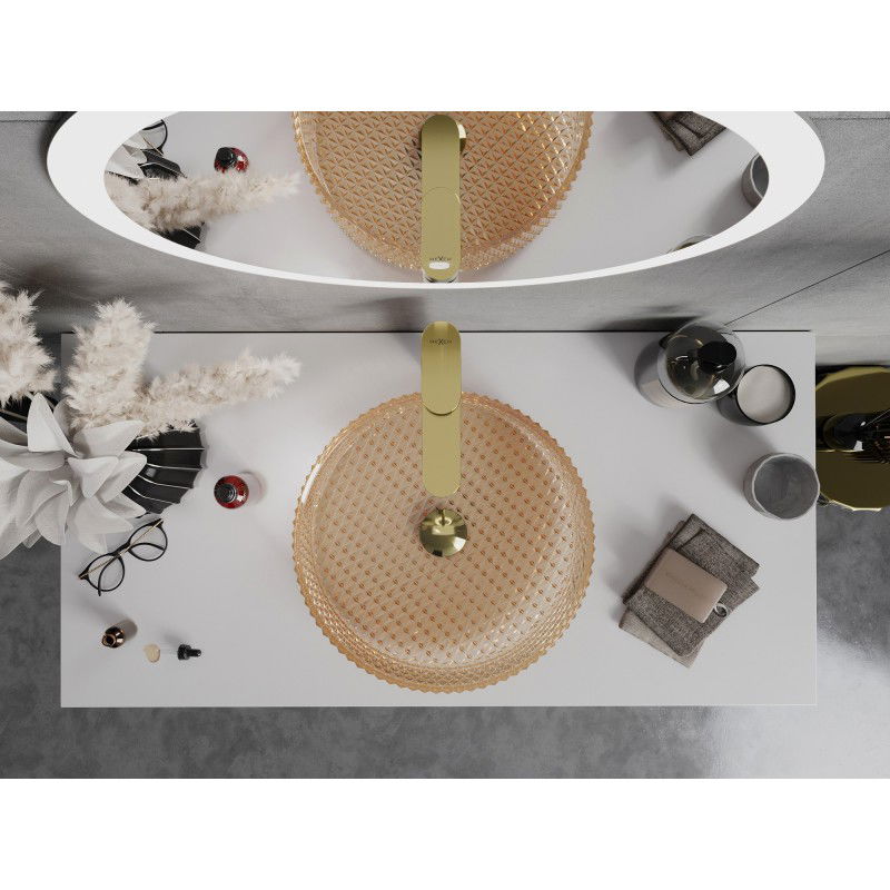 Mexen Aura glass countertop washbasin 39 x 39 cm, rose gold - 24013968