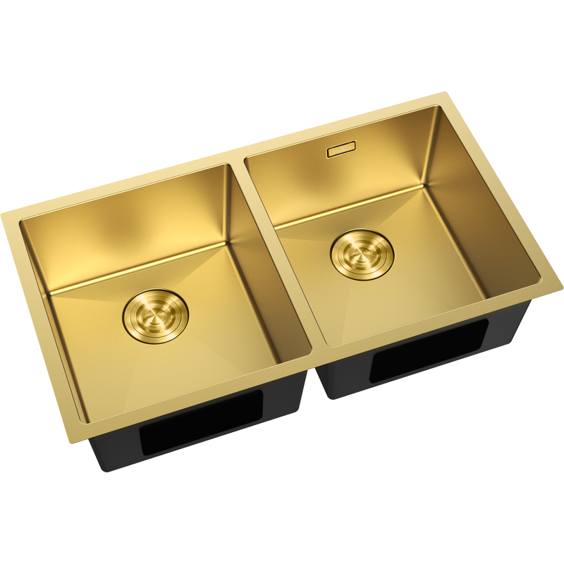 Mexen Binox stainless steel 2-basin sink 800 x 450 mm, gold - 6421802000-55