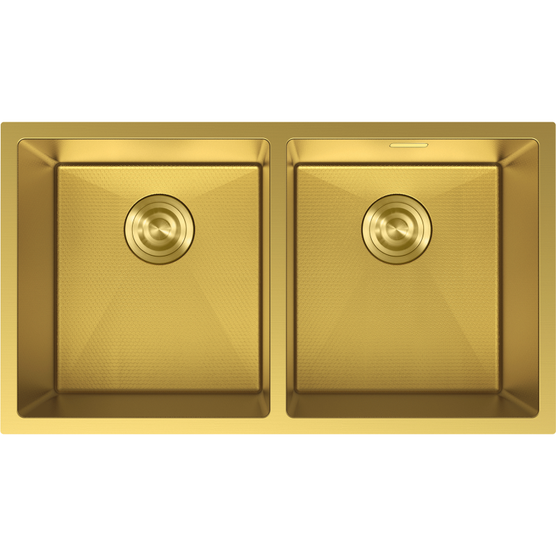 Mexen Binox jeklena pomivalna korita z dvema prekati 800 x 450 mm, zlato HC - 6421802000-55HC