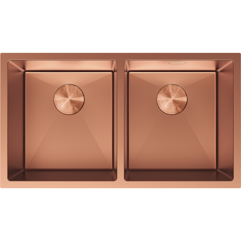 Mexen Binox fregadero de acero inoxidable de 2 senos 800 x 450 mm, cobre - 6421802000-65