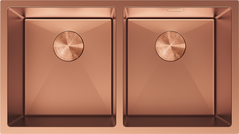 Mexen Binox fregadero de acero inoxidable de 2 senos 800 x 450 mm, cobre - 6421802000-65