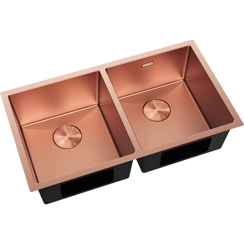 Mexen Binox fregadero de acero inoxidable de 2 compartimientos 800 x 450 mm, cobre HC - 6421802000-65HC