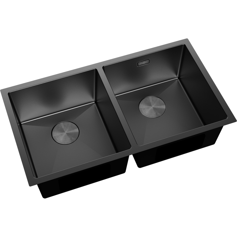 Mexen Binox kaksialtainen teräksinen pesuallas 800 x 450 mm, musta - 6421802000-70