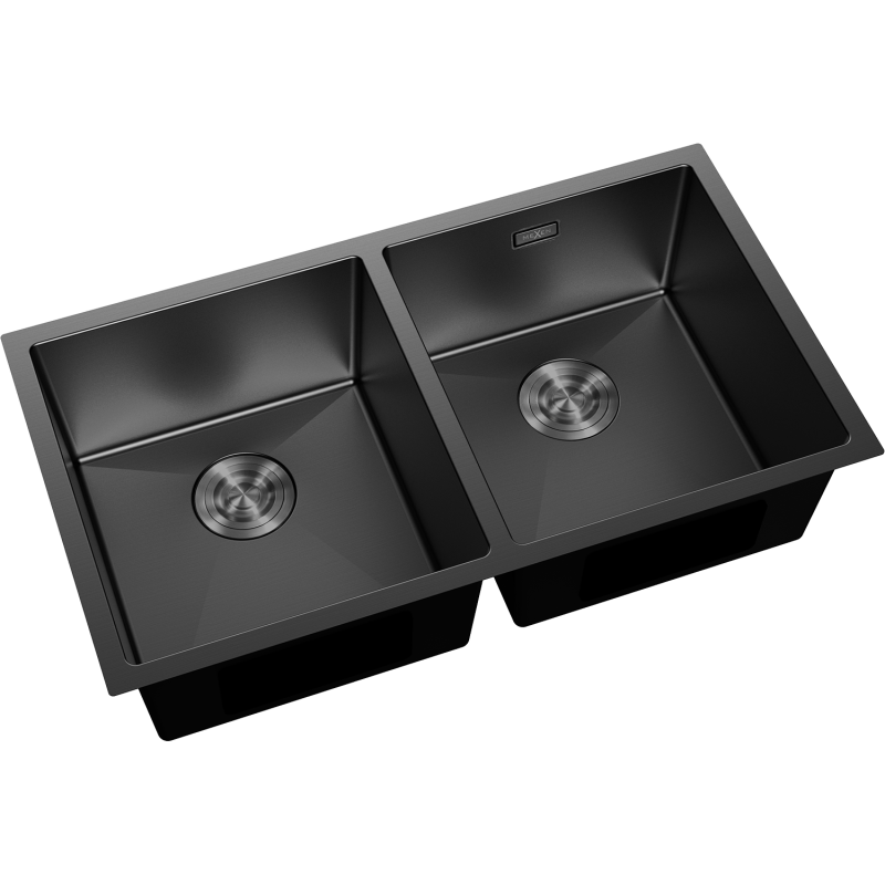 Mexen Binox lava-loiça em aço inoxidável 2-cubas 800 x 450 mm, preto - 6421802000-70