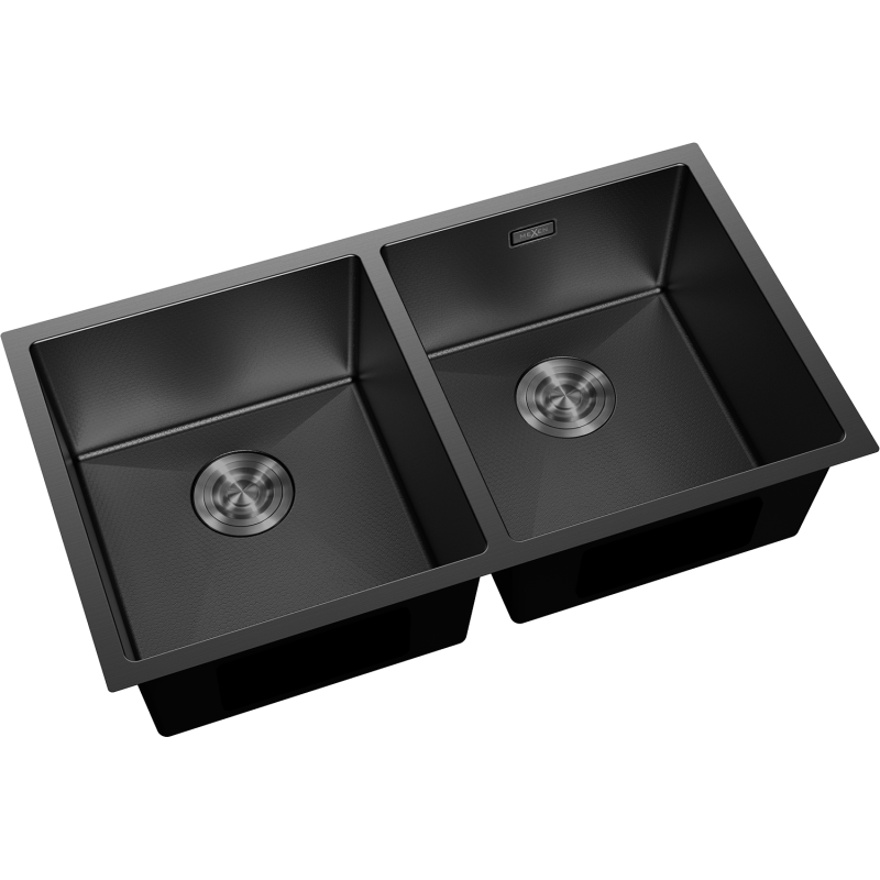 Mexen Binox fregadero de acero inoxidable de 2 senos 800 x 450 mm, negro HC - 6421802000-70HC