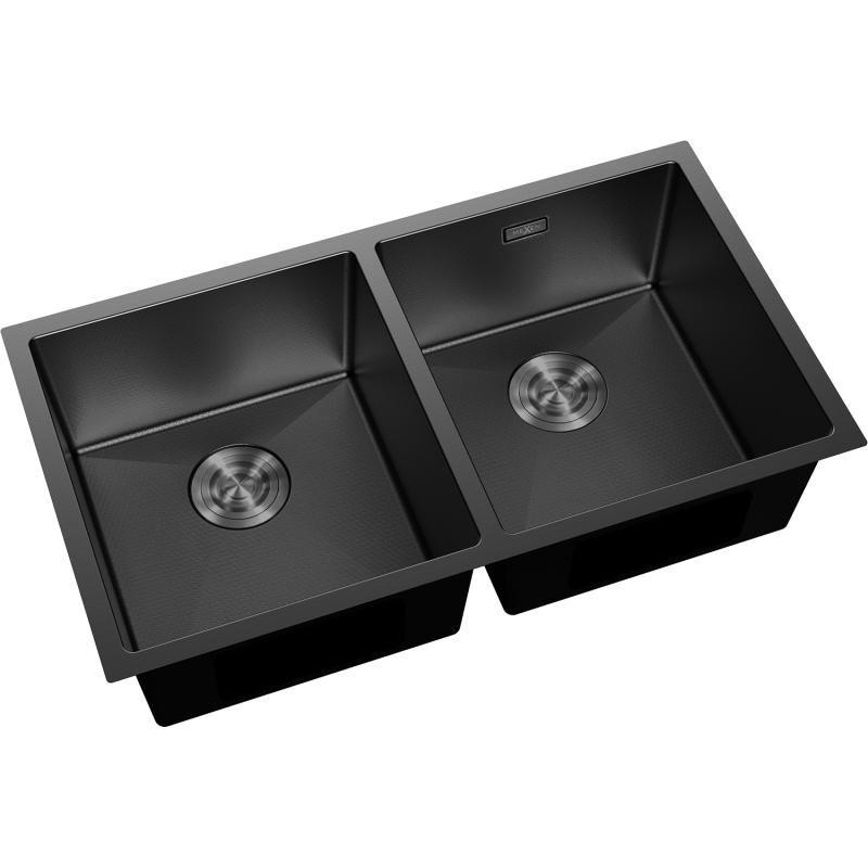 Mexen Binox tērauda izlietne ar 2 nodalījumiem 800 x 450 mm, melna HC - 6421802000-70HC