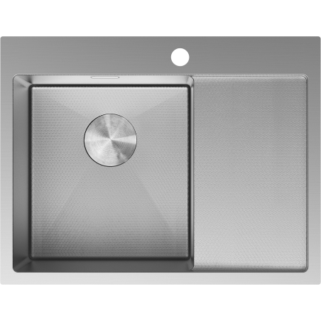 Mexen Exar tērauda izlietne ar vienu nodalījumu un noteces plauktu, kreisā 620 x 480 mm, inox HC - 6431621005L-01HC