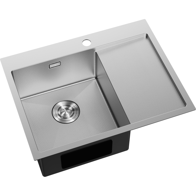 Mexen Exar évier en acier inoxydable 1 bac avec égouttoir, gauche 620 x 480 mm, inox HC - 6431621005L-01HC