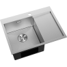 Mexen Exar Edelstahlspüle 1-Becken mit linker Abtropffläche 620 x 480 mm, Inox HC - 6431621005L-01HC