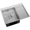 Mexen Exar roestvrijstalen gootsteen met 1 bak en linker afdruiprek 620 x 480 mm, inox HC - 6431621005L-01HC