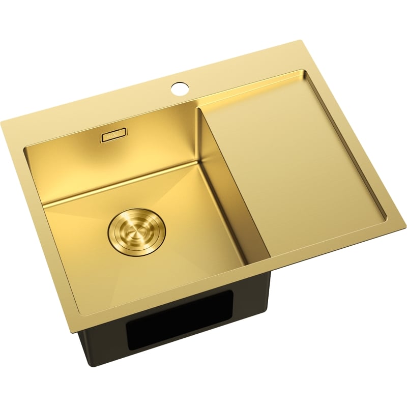 Mexen Exar zlewozmywak stalowy 1-komorowy z ociekaczem, lewy 620 x 480 mm, złoty - 6431621005L-55