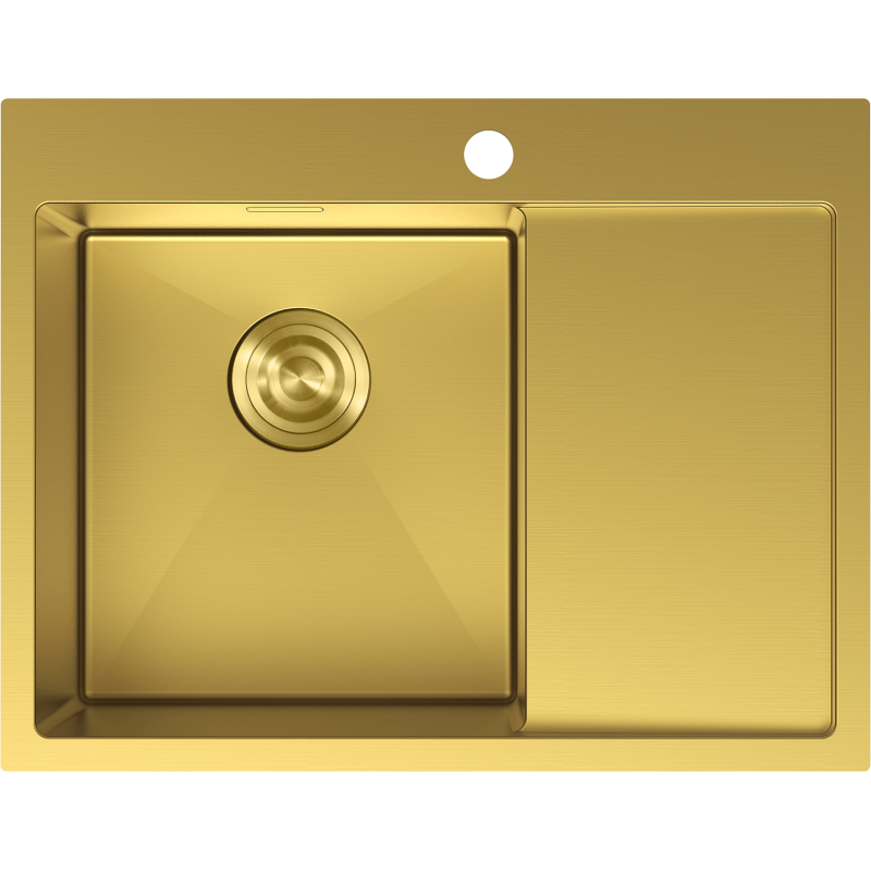 Mexen Exar stål diskbänk 1-fack med vänster avrinningsyta 620 x 480 mm, guld - 6431621005L-55