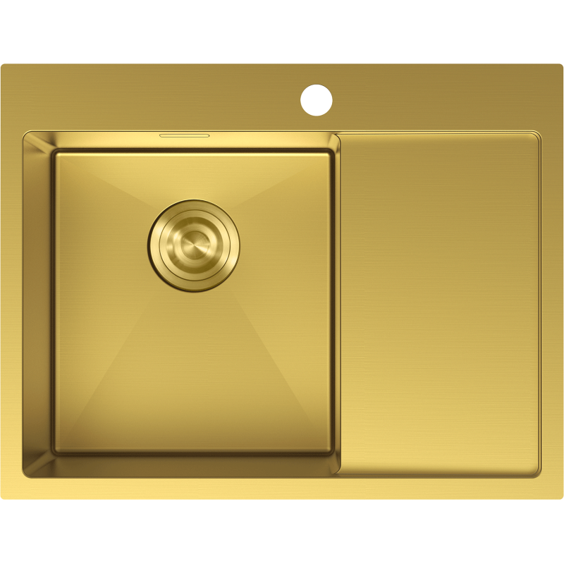 Mexen Exar stalen spoelbak met 1 compartiment en afdruiprek, links 620 x 480 mm, goud - 6431621005L-55