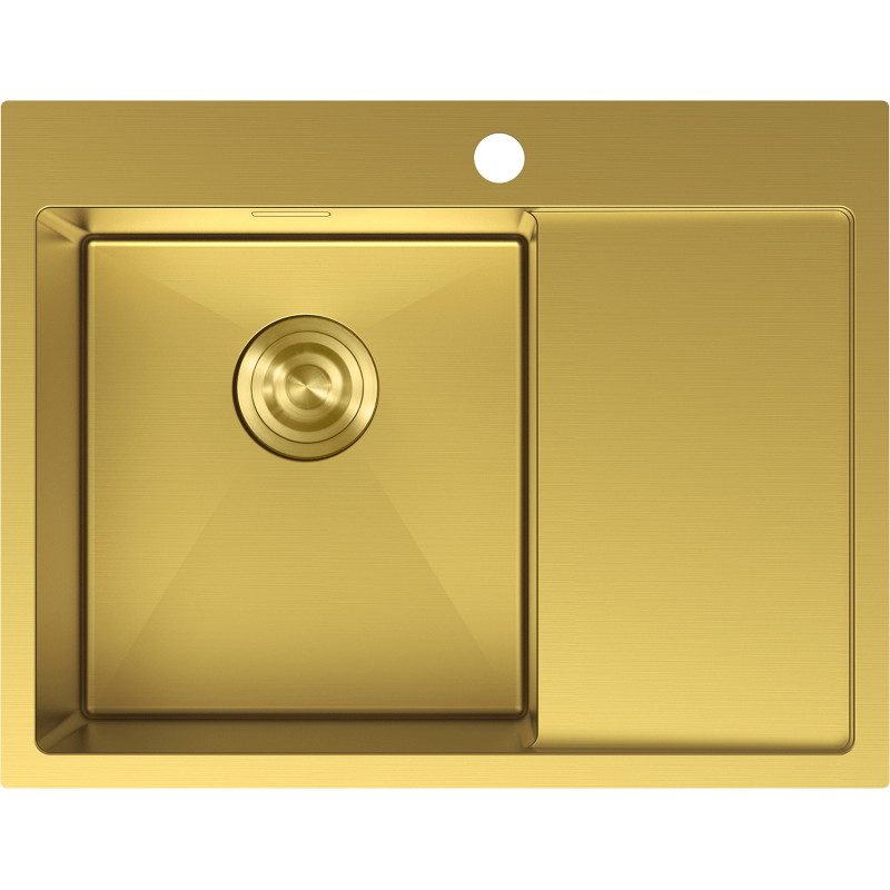 Mexen Exar zlewozmywak stalowy 1-komorowy z ociekaczem, lewy 620 x 480 mm, złoty - 6431621005L-55