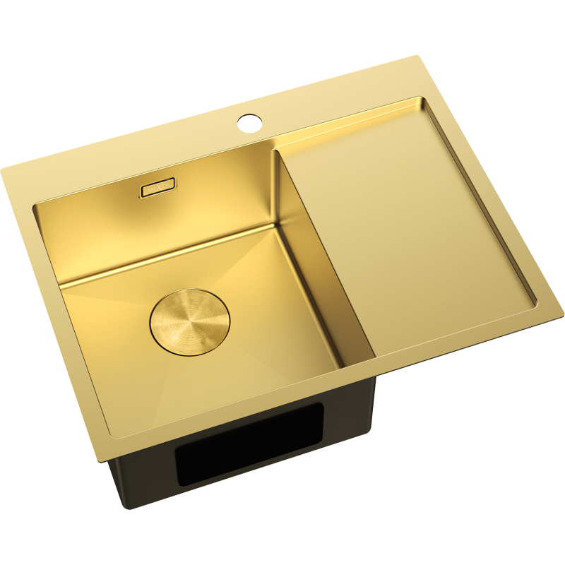 Mexen Exar Stahlspüle 1-beckig mit Abtropffläche, links 620 x 480 mm, gold - 6431621005L-55